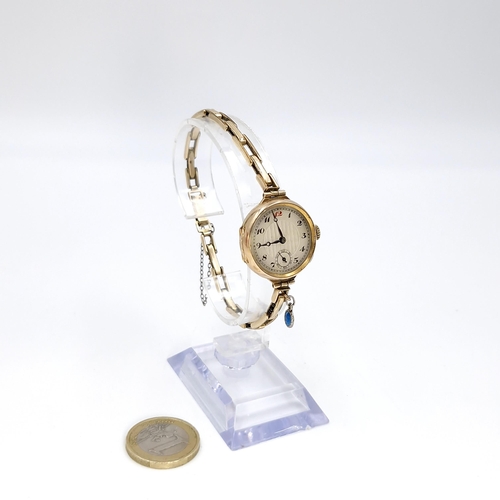 488 - A vintage ladies Longines Swiss made wristwatch with case marked 9K gold (375) Watch no. 87666. Come... 