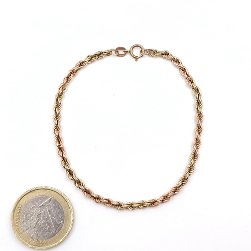 8 - A nine carat gold (Italy) rope twist bracelet. Weight - 1.73 grams.