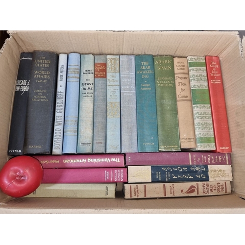 646 - Collection of five boxes of  vintage books, featuring titles like 