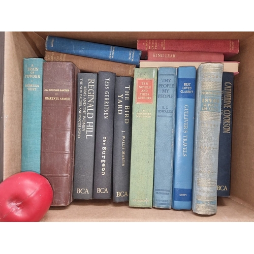 646 - Collection of five boxes of  vintage books, featuring titles like 