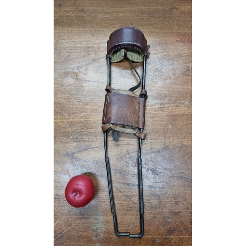 684 - Vintage leather and metal leg brace from the early 20th century. Used by a polio survivor great hist... 