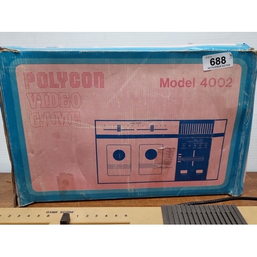 688 - Polycon 4002 1977 Vintage Video Game pong Console with Original Box. Includes controllers   for vari... 