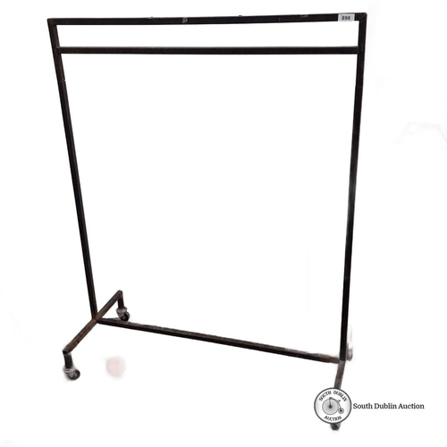 898 - Vintage commercial metal garment rack on casters.