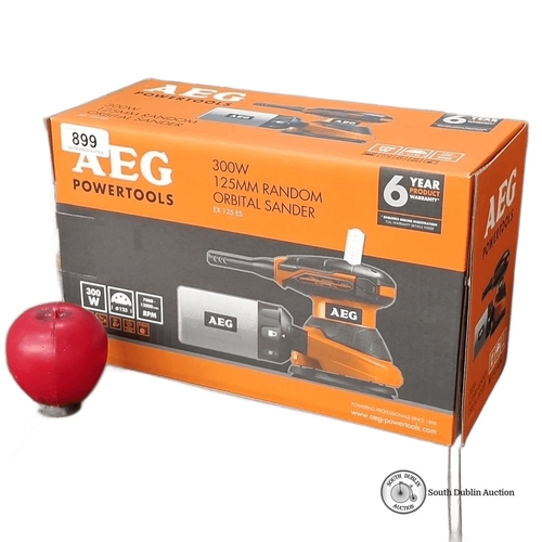 899 - A new in box AEG 300W 125mm Random Orbital Sander, Model EX 125 ES, 6-Year Product Warranty.