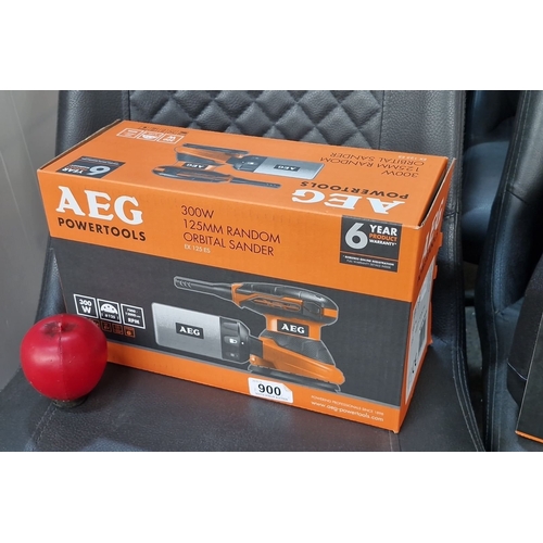 900 - A New in box AEG 300W 125mm Random Orbital Sander, model EX 125 ES, features a 6-year product warran... 