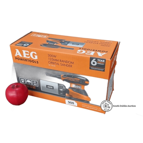 900 - A New in box AEG 300W 125mm Random Orbital Sander, model EX 125 ES, features a 6-year product warran... 