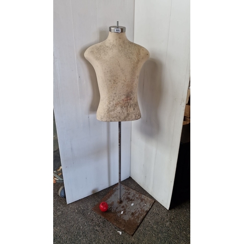 905 - Vintage Tommy Hilfiger display mannequin, featuring a fabric-covered torso on a metal stand with bra... 