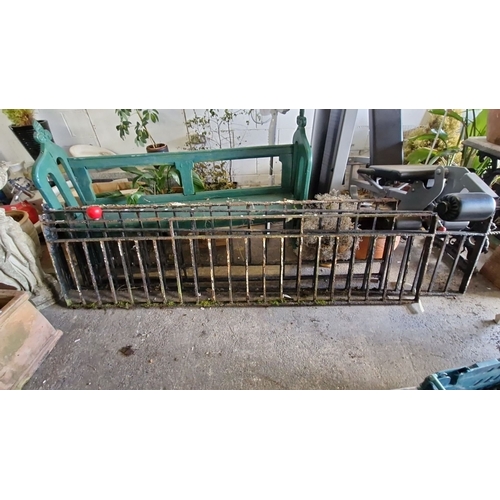 920 - Star lot :Antique wrought iron garden railings ,sturdy construction and weathered patina with decora... 