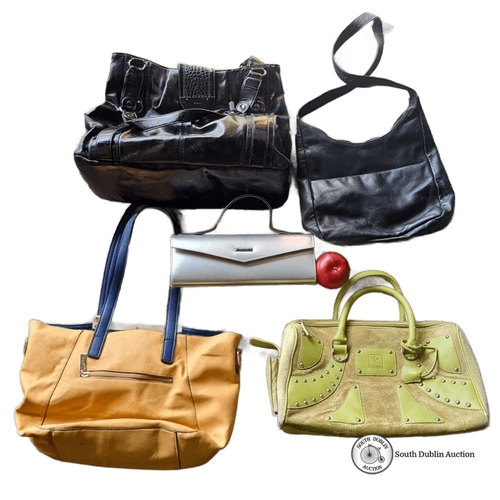 950 - Collection of five handbags in various styles and materials, including leather, canvas, and syntheti... 