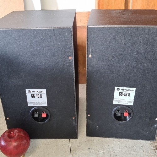 955 - A new Pair of Hitachi SS-16 K speakers, rear labels indicate Made in Denmark, 8 Ohms, and 35 Watts p... 