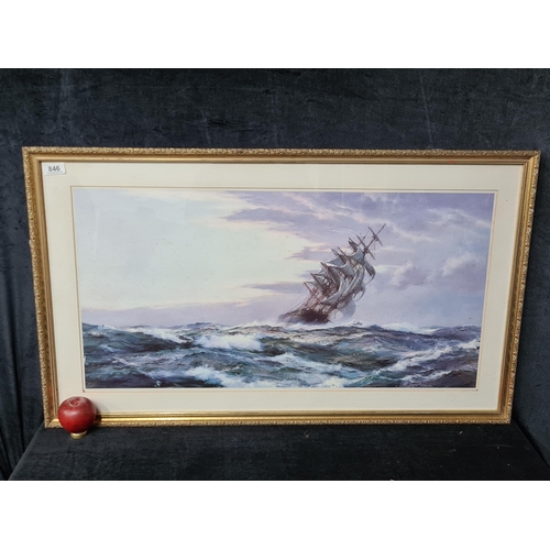 846 - A very large print after 'Montage Dawson' titled 'Clearing Skies, The Glory of the Seas'. Housed in ... 