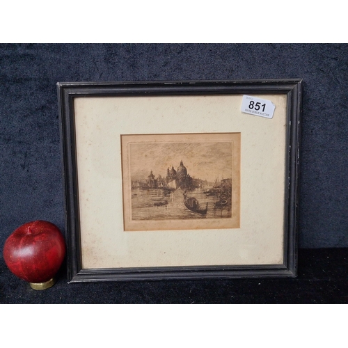 851 - A wonderful 20th century W.V. Collette (1902) etching. Features a Venetian Landscape scene. Signed b... 