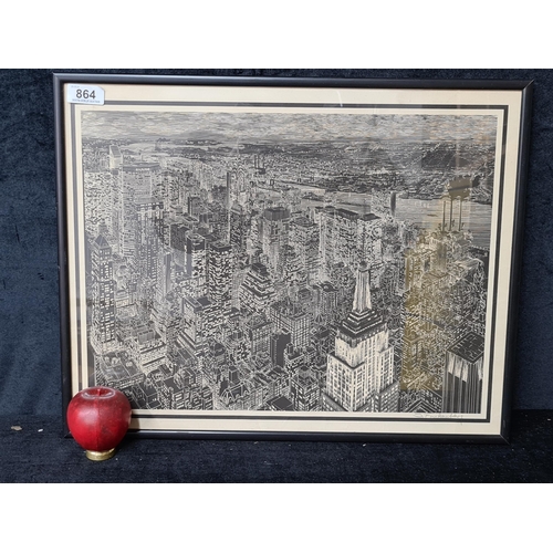 864 - Star Lot: A wonderful hand signed etching titled 'New York City Skyline' by 'Sandra Finkenberg'. Sig... 