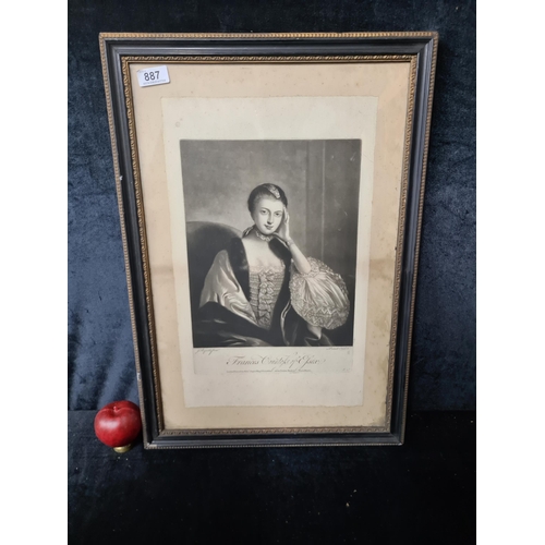 887 - A wonderful mezzotint engraving titled 'Frances, Countess of Essex' by Richard Purcell. Housed in a ... 