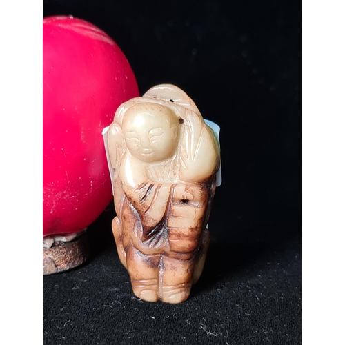 540 - A super example of a hand carved jadeite netsuke. (Netsukes are used with Japanese Kimonos as a togg... 