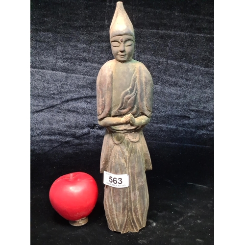 563 - Star lot : A very early 17th century Japanese wooden Sho Bodhisattva Buddha. With inscription to bac... 