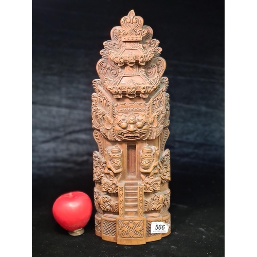 566 - A rather outstanding vintage hand carved statue of Bali Indonesian temple god. Exquisitely carved an... 