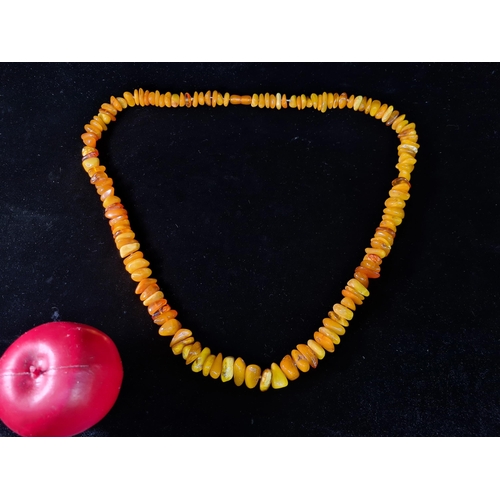 615 - A vibrant natural baltic amber necklace. Weight 97.50 grams.