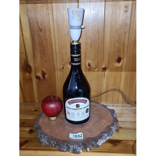 1032 - Dundalgan Irish Country Cream bottle repurposed into a lamp, complete with electrical fittings , set... 