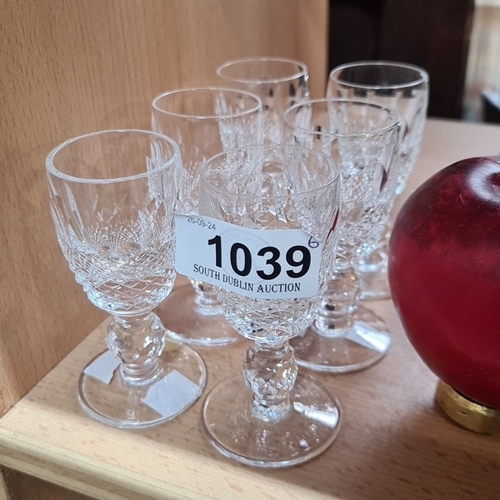 1039 - A Set of six vintage waterford crystal stemmed  glasses in the colleen pattern .