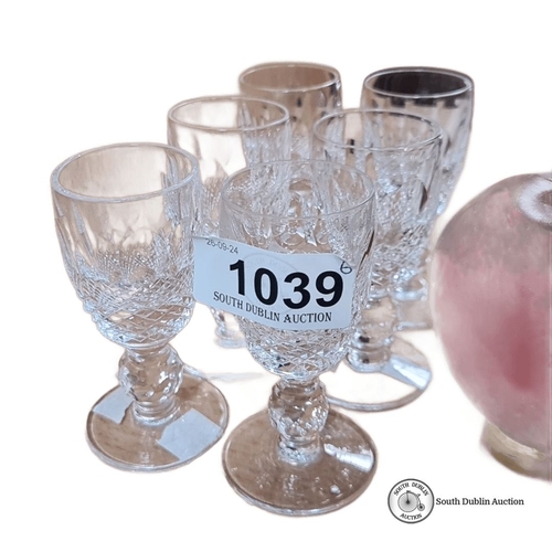 1039 - A Set of six vintage waterford crystal stemmed  glasses in the colleen pattern .