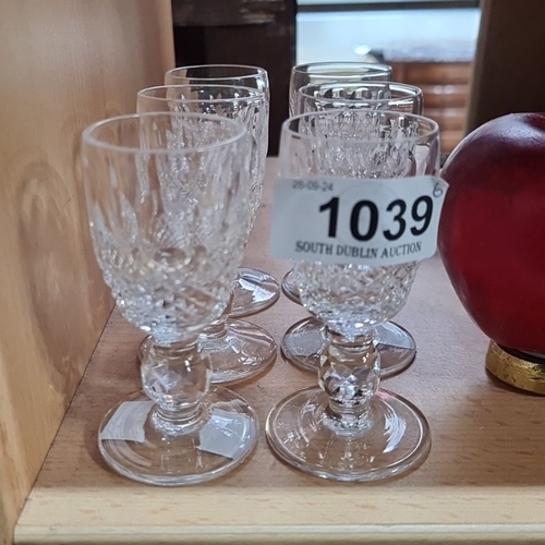 1039 - A Set of six vintage waterford crystal stemmed  glasses in the colleen pattern .