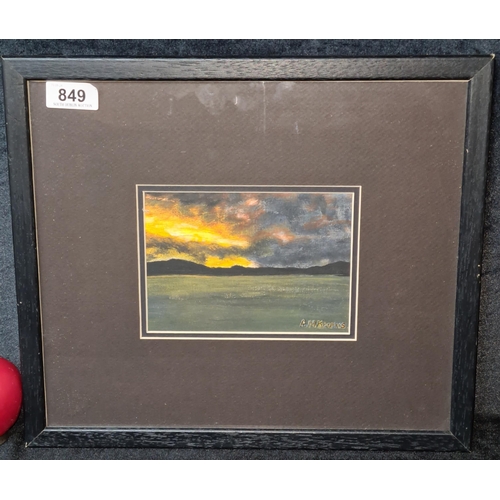 1083 - A sweet original Anne Marie Kearns (Irish) acrylic on board painting titled 'Lough Owel Sunset'. Fea... 