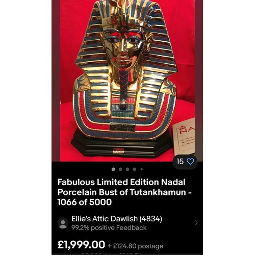 1098 - Star lot : A Spanish made Nadal limited edition porcelain bust of Tutankhamun. Delicate and beautifu... 