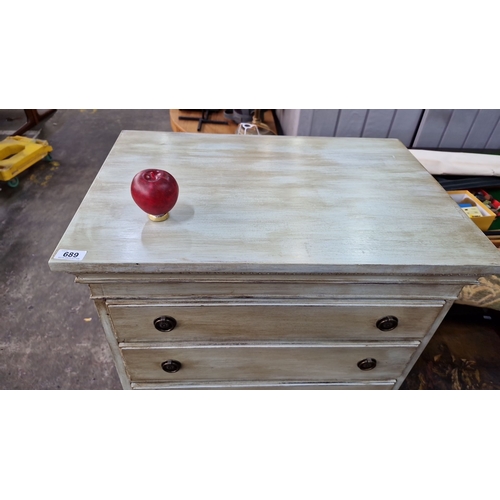 1120 - Star Lot : A  super shabby chic Tallboy chest of drawers in Antique Victorian-style, with a distress... 