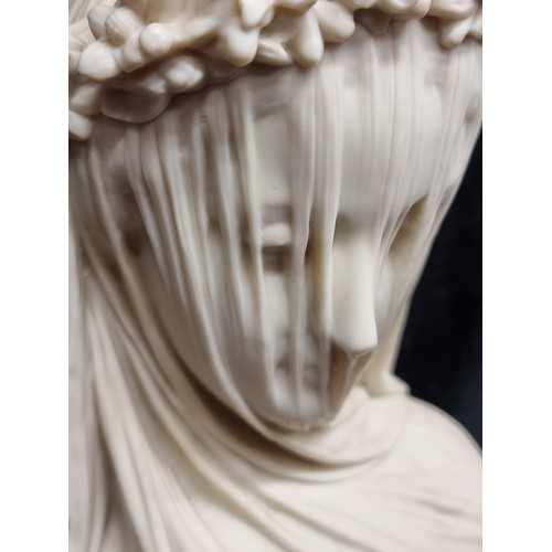 108 - Star Lot : A magnificent Copeland Parian Bust of the Veiled Bride, c. 1860's,  sculpture by Raphaell... 