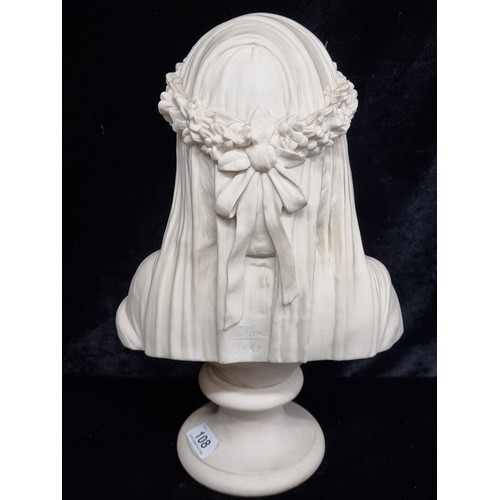 108 - Star Lot : A magnificent Copeland Parian Bust of the Veiled Bride, c. 1860's,  sculpture by Raphaell... 