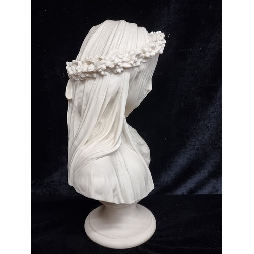 108 - Star Lot : A magnificent Copeland Parian Bust of the Veiled Bride, c. 1860's,  sculpture by Raphaell... 