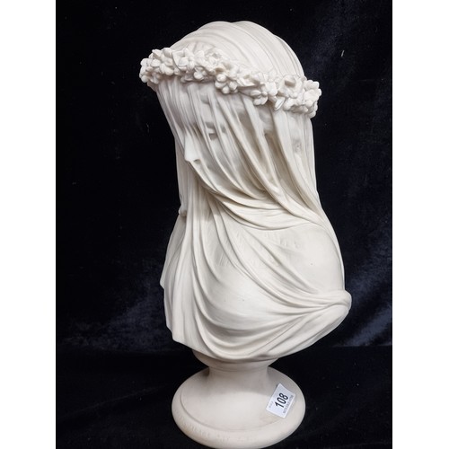 108 - Star Lot : A magnificent Copeland Parian Bust of the Veiled Bride, c. 1860's,  sculpture by Raphaell... 