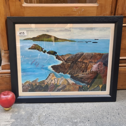 1155 - A delightful original acrylic on paper painting. Features a Coastal landscape with rocks and strong ... 