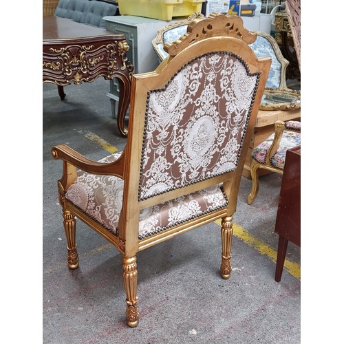 348 - Star Lot : A pair of magnificent French Louis XV antique Baroque style Salon gilt wood arm chairs wi... 