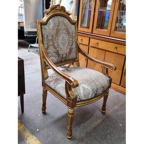 348 - Star Lot : A pair of magnificent French Louis XV antique Baroque style Salon gilt wood arm chairs wi... 