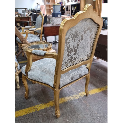 350 - Star lot : A pair of wonderful Louis XV style occasional dining chairs featuring a rich blue cut vel... 