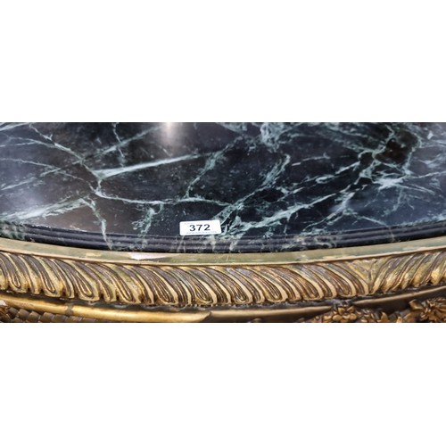 372 - Super Star Lot : A stunning ornate Baroque style marble topped demi-lune console table with gilded b... 