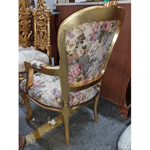 375 - Star Lot : A beautiful and very elegant elbow chair upholstered with a floral tapestry and featuring... 