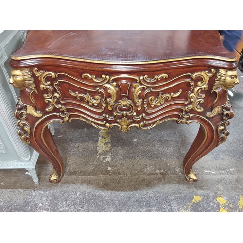 368 - Super Star Lot : A very impressive mahogany antique style Louis XV desk boasting beautiful hand pain... 