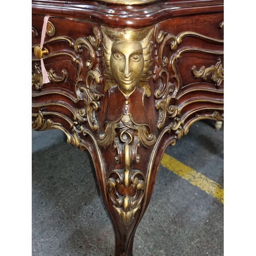 368 - Super Star Lot : A very impressive mahogany antique style Louis XV desk boasting beautiful hand pain... 