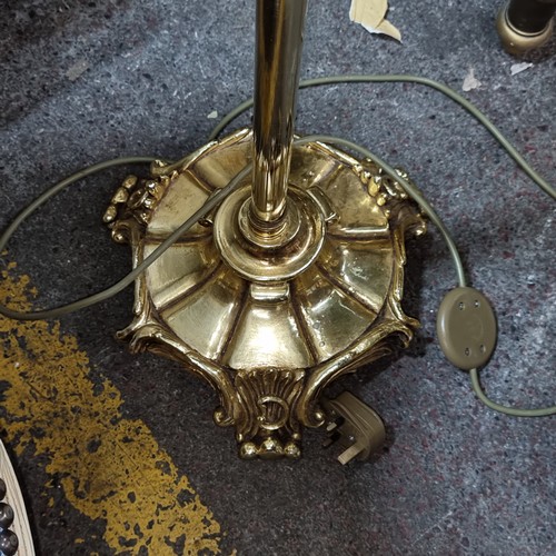 394 - Star Lot : A lovely antique floor lamp with a lovely cast brass base and shade.