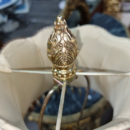 394 - Star Lot : A lovely antique floor lamp with a lovely cast brass base and shade.