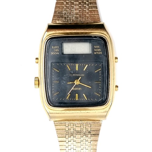 493 - A vintage legend anti-magnetic wristwatch with stainless steel mesh bracelet and analog and digital ... 