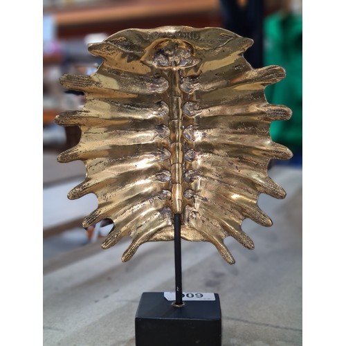 606 - Star Lot : An elegant polished bronze, organic, freestanding sculpture in the form of a turtle shell... 