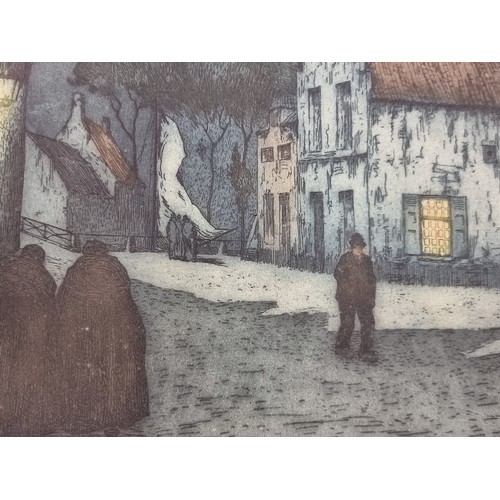 202 - Star Lot: An enchanting original etching after 'Julien Celos'. Features a 1920s Parisian street scen... 