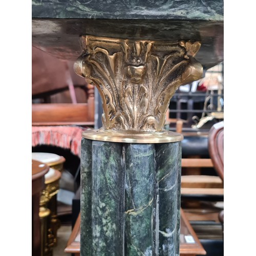 361 - Star Lot : A stunning pair of green cold Italian marble columns. Great weight and real quality to th... 