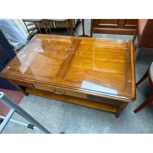 243 - Star Lot : A Super quality large coffee table with 2 tiers, single drawer and glass saver top. From ... 