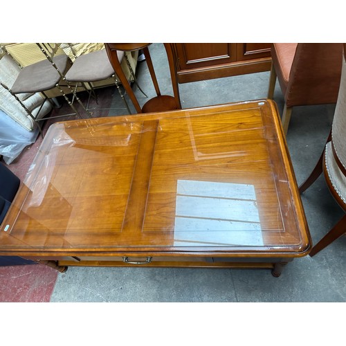 243 - Star Lot : A Super quality large coffee table with 2 tiers, single drawer and glass saver top. From ... 