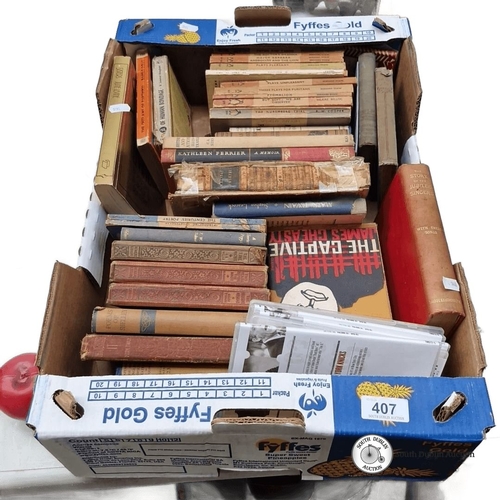 407 - A box of over 30 antique and vintage hardback and paperback books including 15 Pelican and Penguin b... 